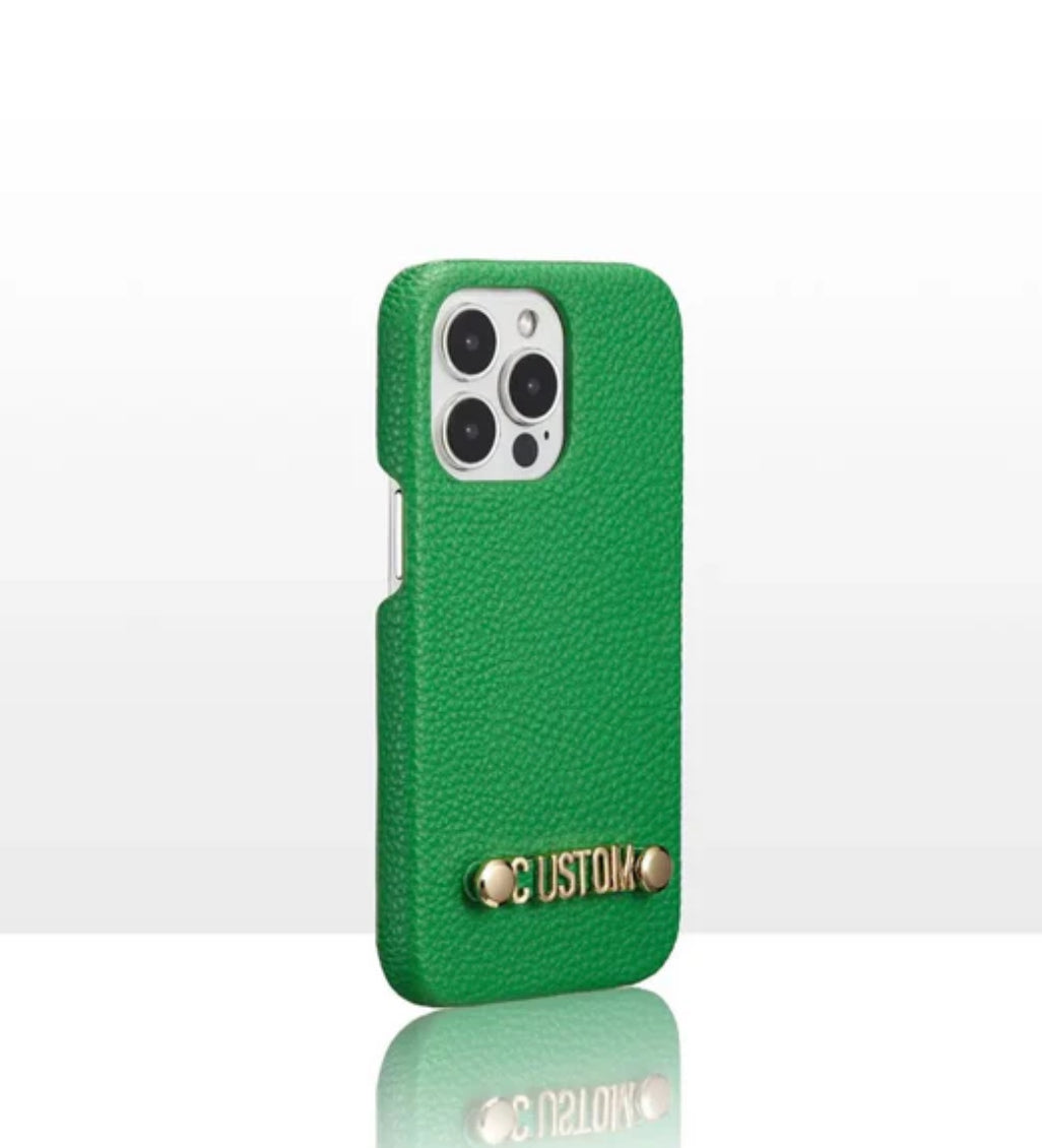 New Willow Custom Name Pebble Grained Leather Case with Carry Strap