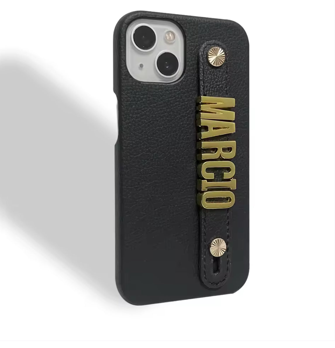 New Willow Pebble Grained Leather Case with Holding Strap and Personalisation