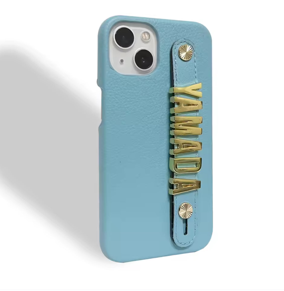 New Willow Pebble Grained Leather Case with Holding Strap and Personalisation