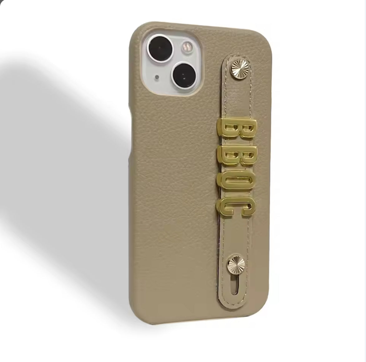 New Willow Pebble Grained Leather Case with Holding Strap and Personalisation