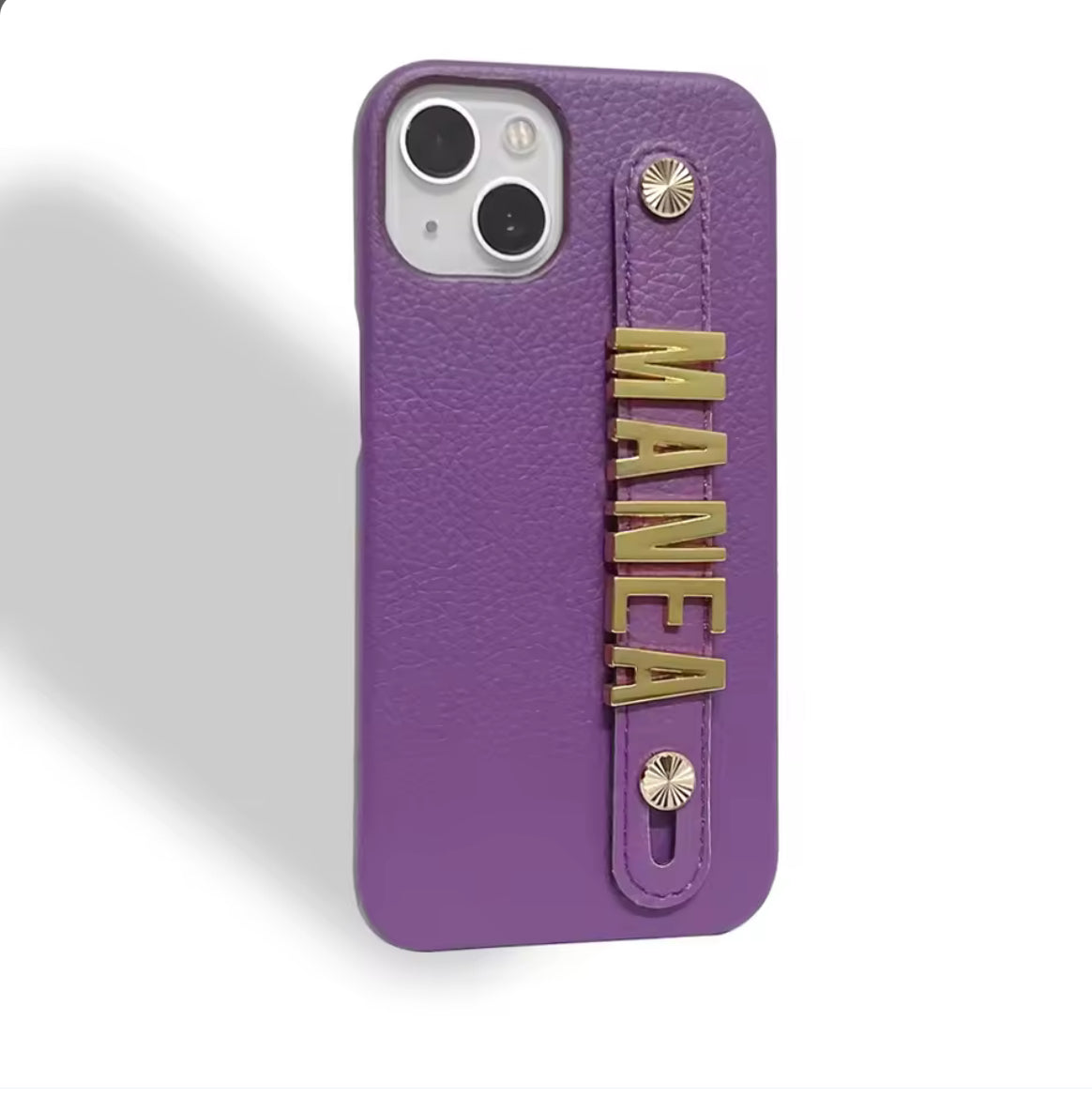 New Willow Pebble Grained Leather Case with Holding Strap and Personalisation