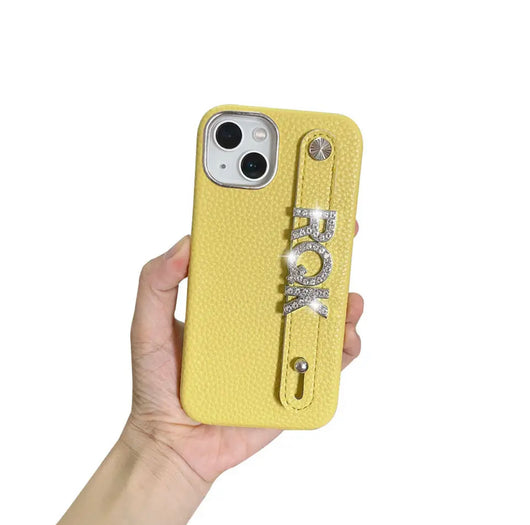 Bling Personalised Luxury Leather Case Yellow