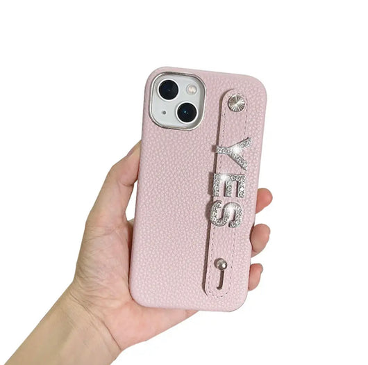 Bling Personalised Luxury Leather Case Pale Pink