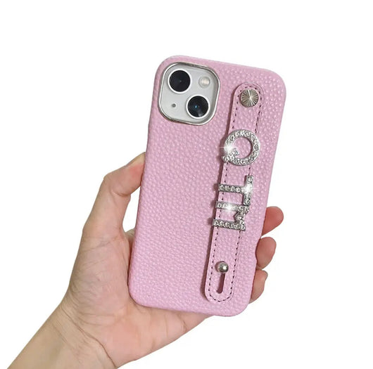 Bling Personalised Luxury Leather Case Pink