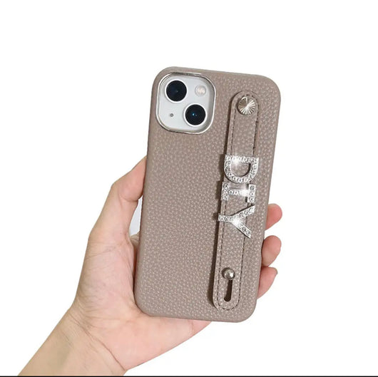 Bling Personalised Luxury Leather Case Khaki