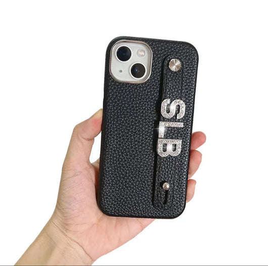 Bling Personalised Luxury Leather Case Black