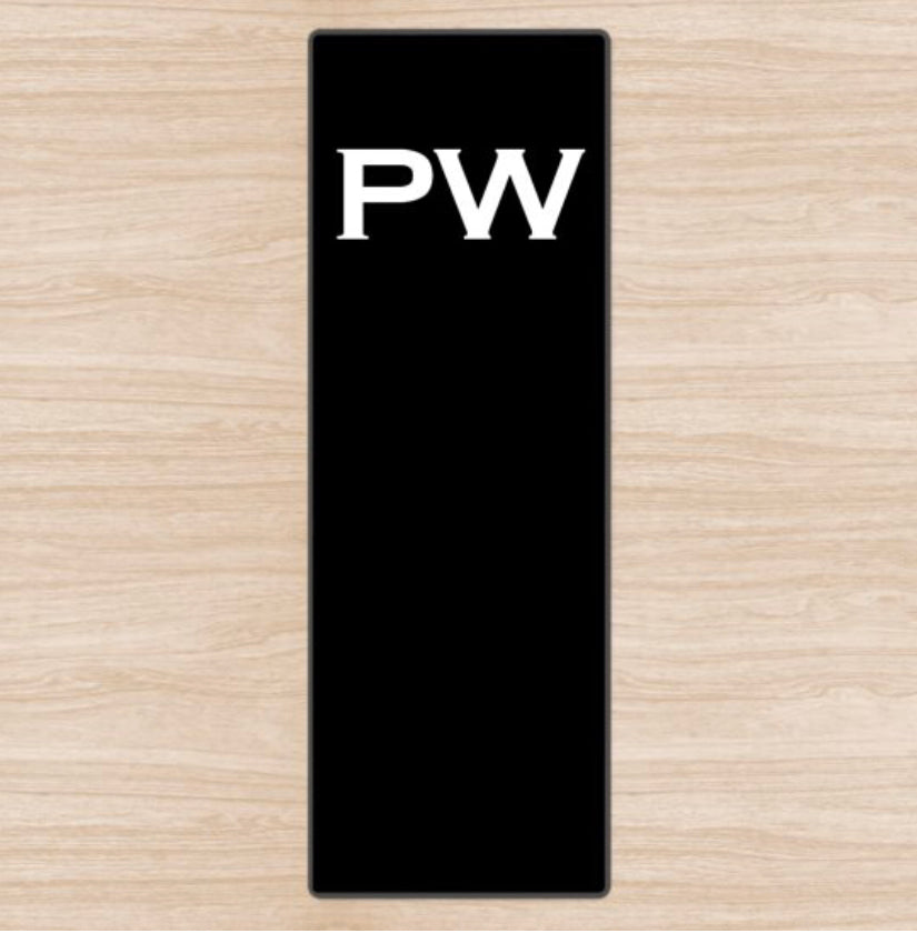 Personalised Yoga Mat Black with White Initials