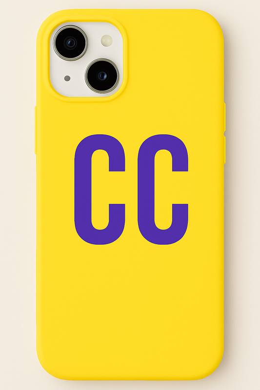 Gloss Bright Yellow Initialed Navy
