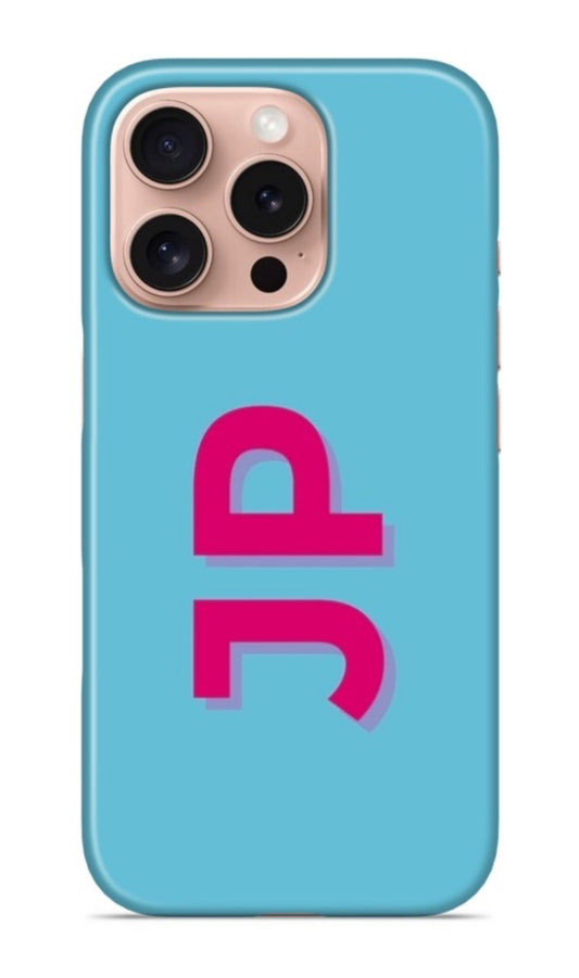 Gloss Bright Blue with Hot Pink Initials