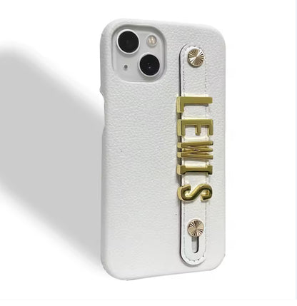 New Willow Pebble Grained Leather Case with Holding Strap and Personalisation