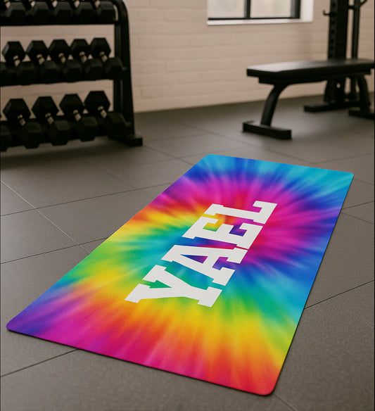 Personalised Yoga Mat Tie Dye Swirl Design with Initials