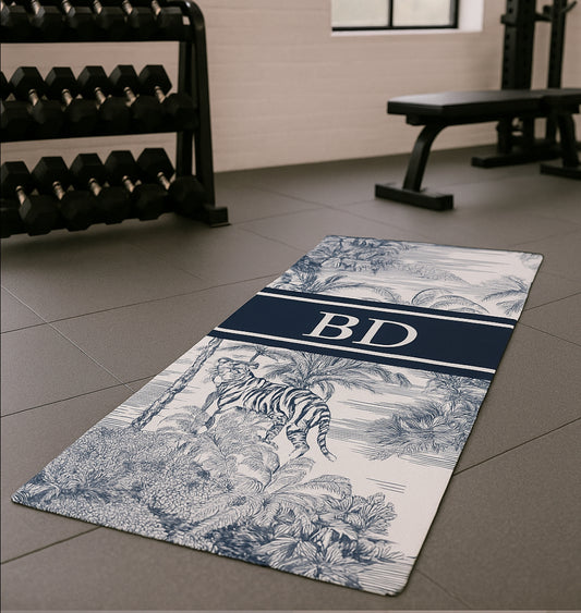Personalised Yoga Mat Indian Blue Isabella with Initials