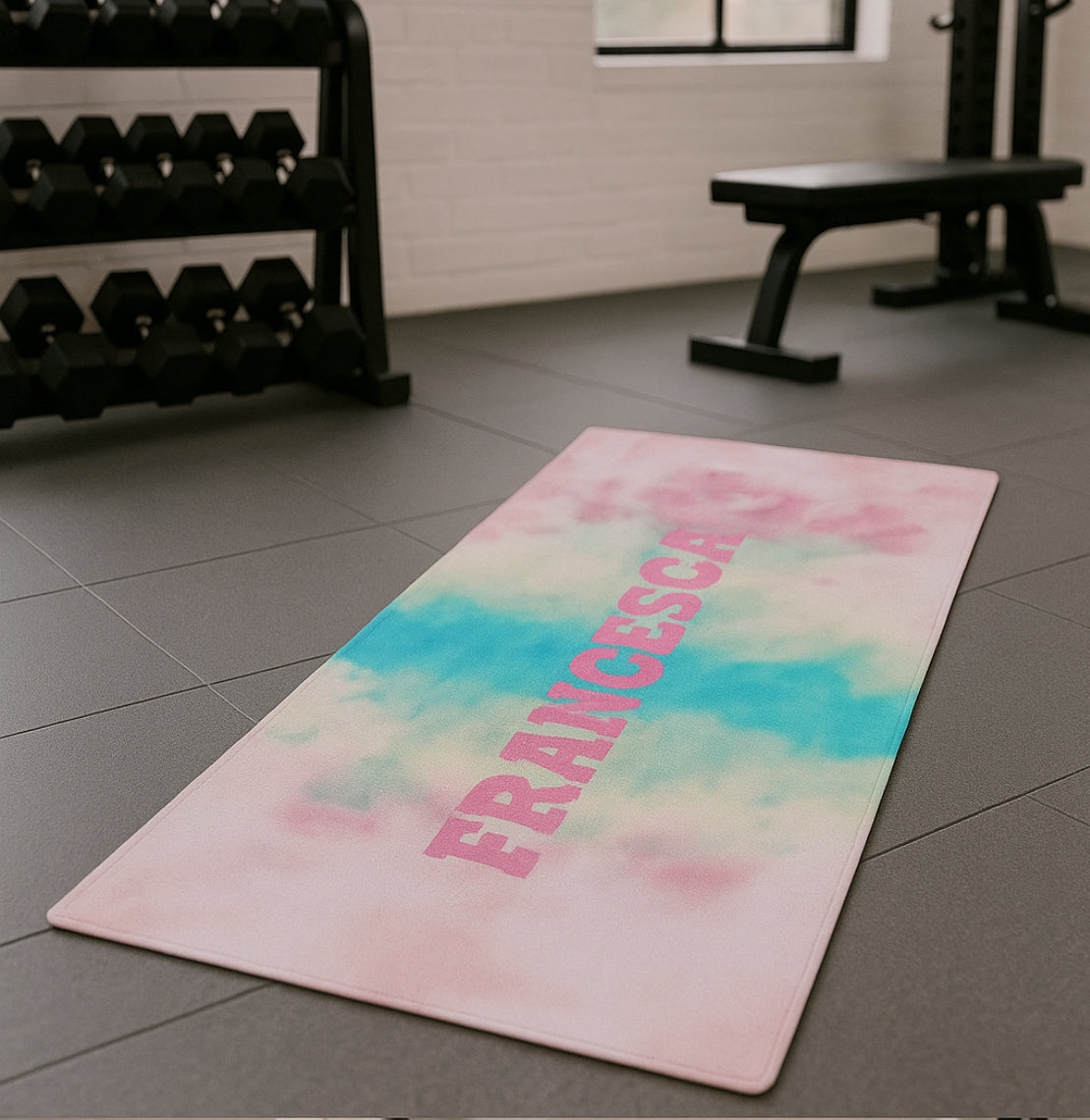 Personalised Yoga Mat Tye Dye Side Initials or Name
