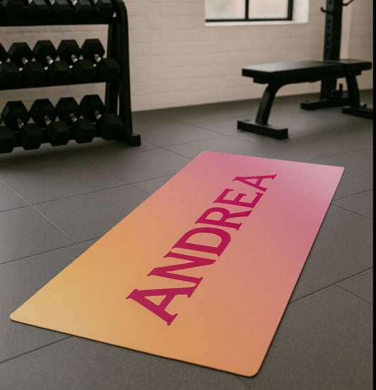 Personalised Yoga Mat Colour Splash Design with Side Name or Initials