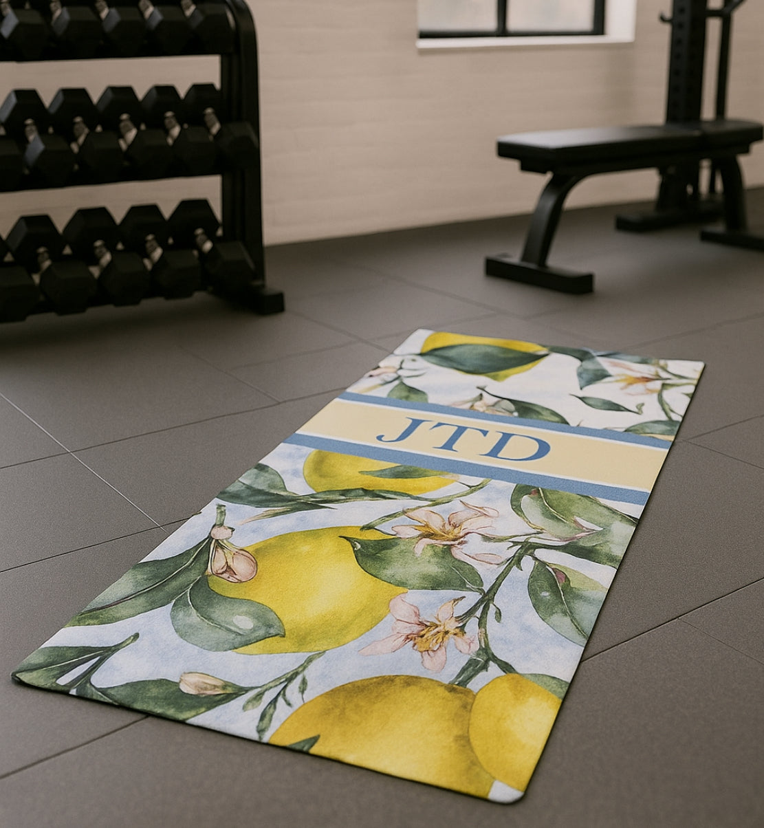 Personalised Yoga Mat ‘Lemons’ with Initials