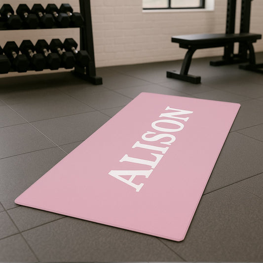 Personalised Yoga Mat Pink with White Name or Initials