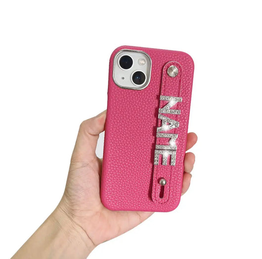 Bling Personalised Luxury Leather Case Rose Pink