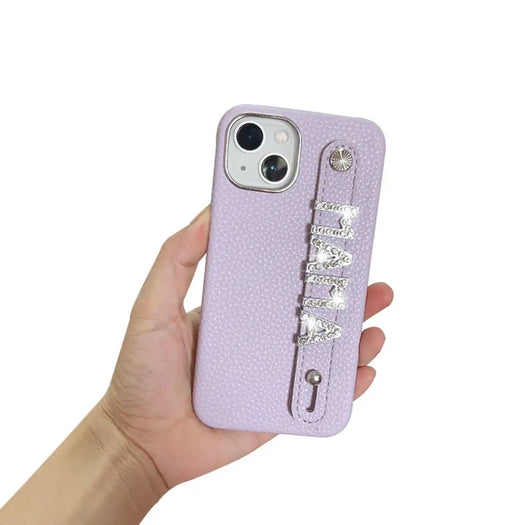Bling Personalised Luxury Leather Case Lavender