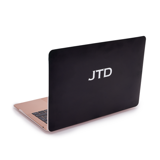 Personalised Hardshell MacBook Case Black with White Initials or Name
