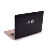 Personalised Hardshell MacBook Case Black with White Initials or Name