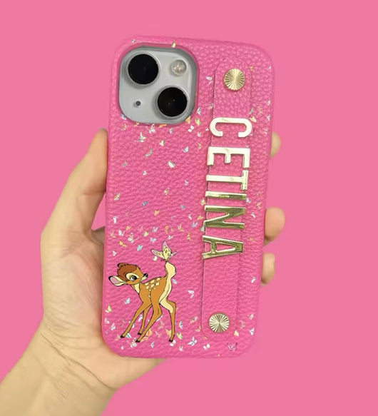 Pink Bambi Phone Case Metal Letters