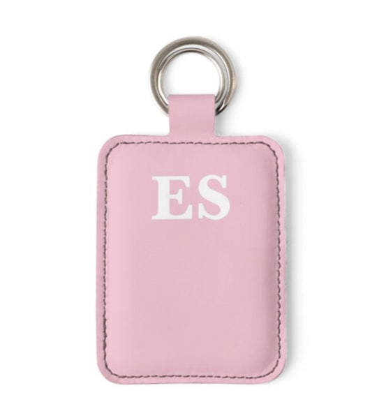 Personalised Luxury Nappa Leather Keyring. Pink