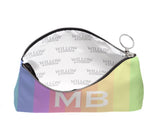 Superior Personalised Luxury Nappa Leather Clutch Bag Rainbow Striped