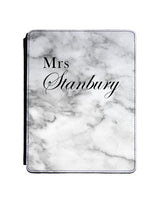 White marble ' Mrs ' with full surname and Copperplate style font