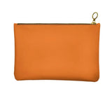 Personalised Genuine Nappa Leather Clutch - Cosmetic Bag in Orange