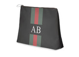 Superior Personalised Luxury Nappa Leather Clutch Bag Black Striped