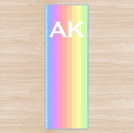 Personalised Yoga Mat Rainbow Design with Initials
