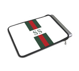 Personalised Luxury Macbook Pouch in White with Stripes