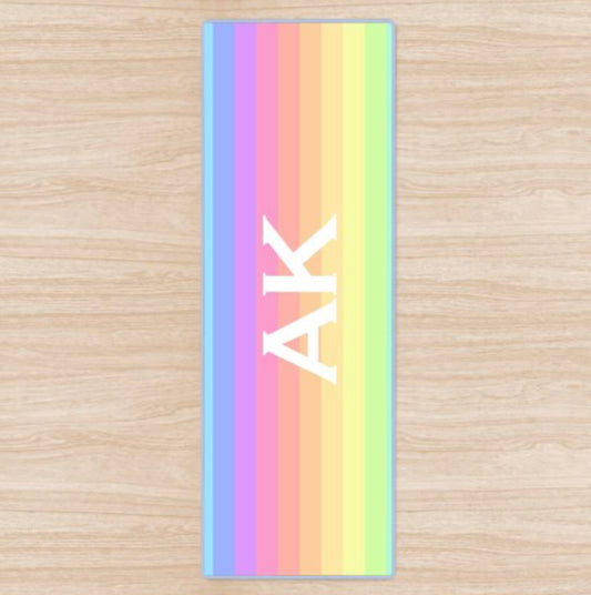 Personalised Yoga Mat Rainbow Design with Side Initials