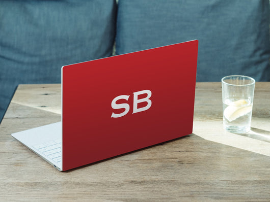 Personalised Hardshell MacBook Red with White Initials or Name