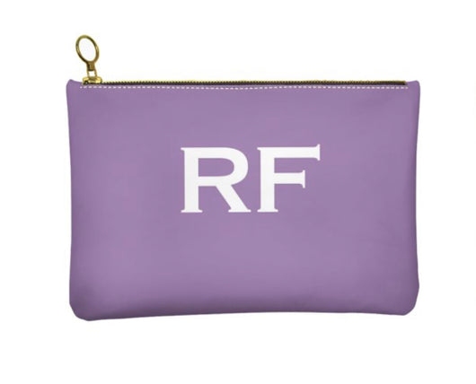 Personalised Genuine Nappa Leather Clutch - Cosmetic Bag in Lilac