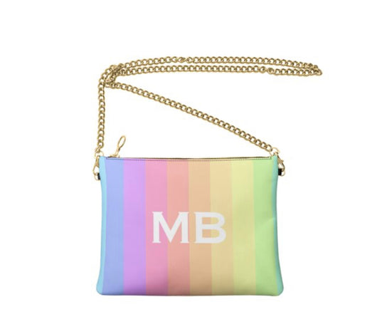 Personalised Luxury Nappa Leather Crossbody Bag Rainbow