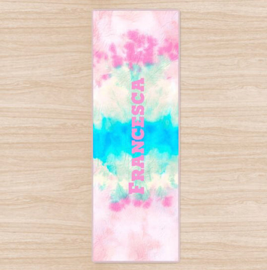 Personalised Yoga Mat Pastel Tie Dye Design with Side Name or Initials
