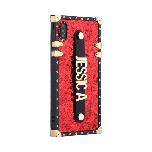 Metallic Red Trunk Case with Holding Strap and Metal Personalisation