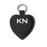 Personalised Luxury Nappa Leather Keyring. Black