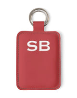 Personalised Luxury Nappa Leather Keyring. Red