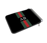 Personalised Luxury Macbook Pouch in Black with Stripes