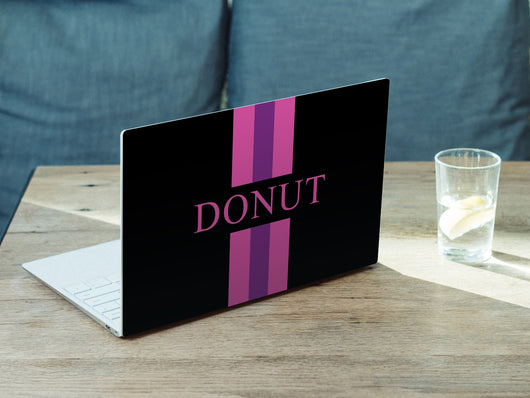 Personalised Hardshell MacBook Case Black with Pink and Purple Stripes with Initials or Name