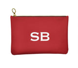 Personalised Genuine Nappa Leather Clutch - Cosmetic Bag in Red