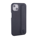 Genuine Grained Leather Case with Colour Coded Holding Strap Black