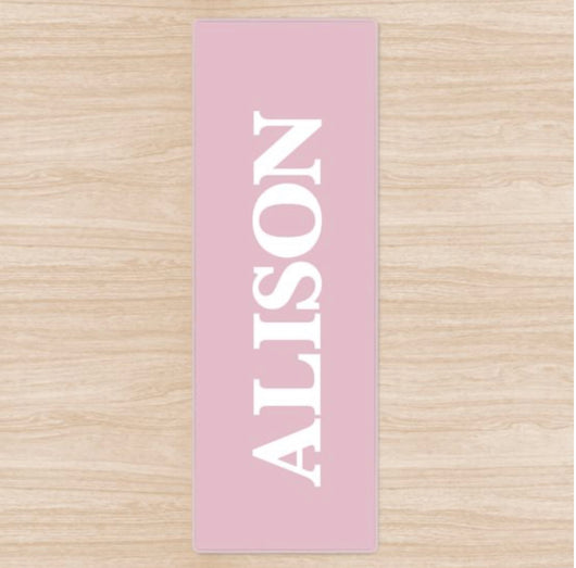 Personalised Yoga Mat Pink with White Name or Initials