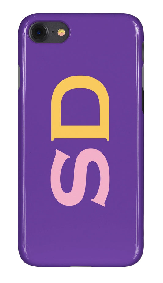 Gloss Purple with Pink and Yellow Initials