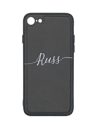 Midnight Black Personalised Saffiano Leather Phone Case with Contrasting Bumper