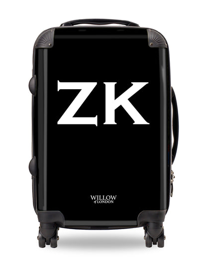 Personalised Suitcase Black with White Initials
