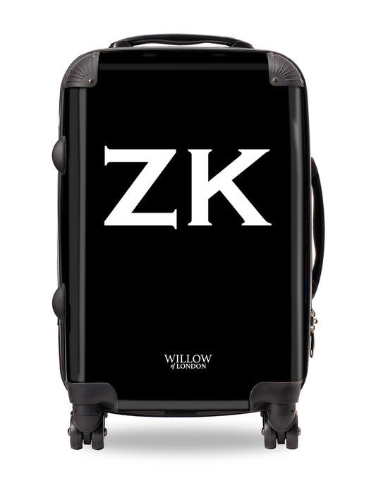 Personalised Suitcase Black with White Initials