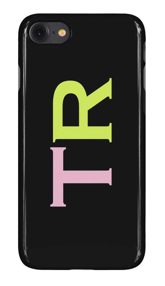 Gloss Black with Pink and Lime Green Initials